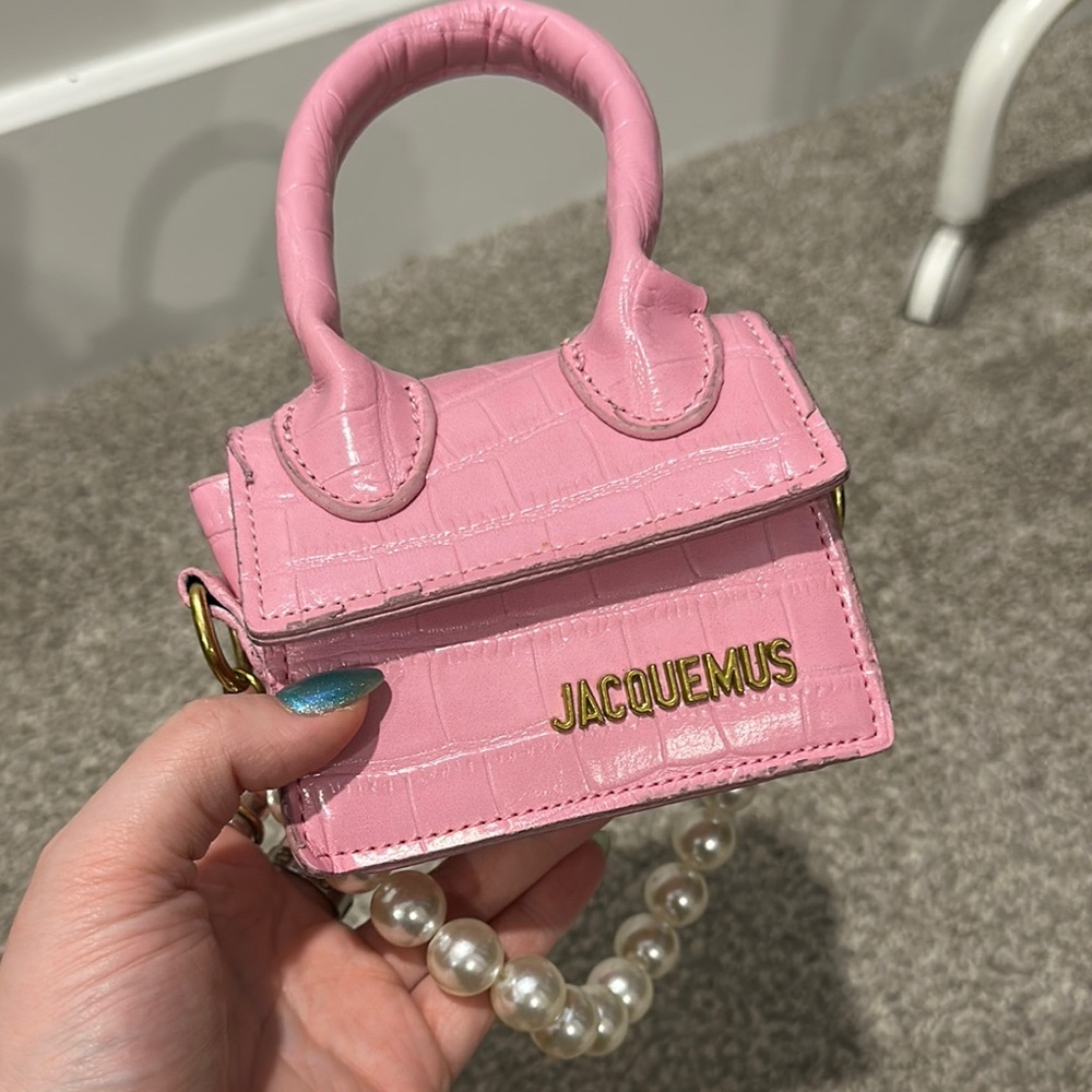 Pink Mini Bag with Pearl Handle